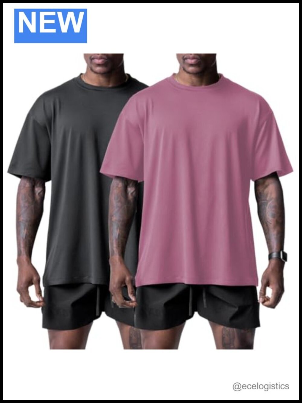 Men's Dry Fit Athletic T-Shirt 2 Pack - Breathable Stretch Workout Tee